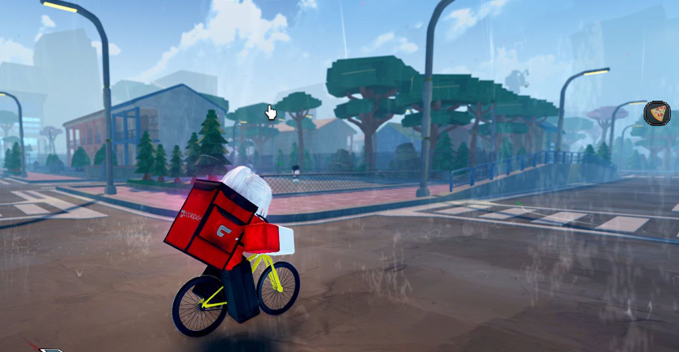 DoorDash delivery rider on bike during heavy rain in ITAMI — mobile job that pays more than stationary